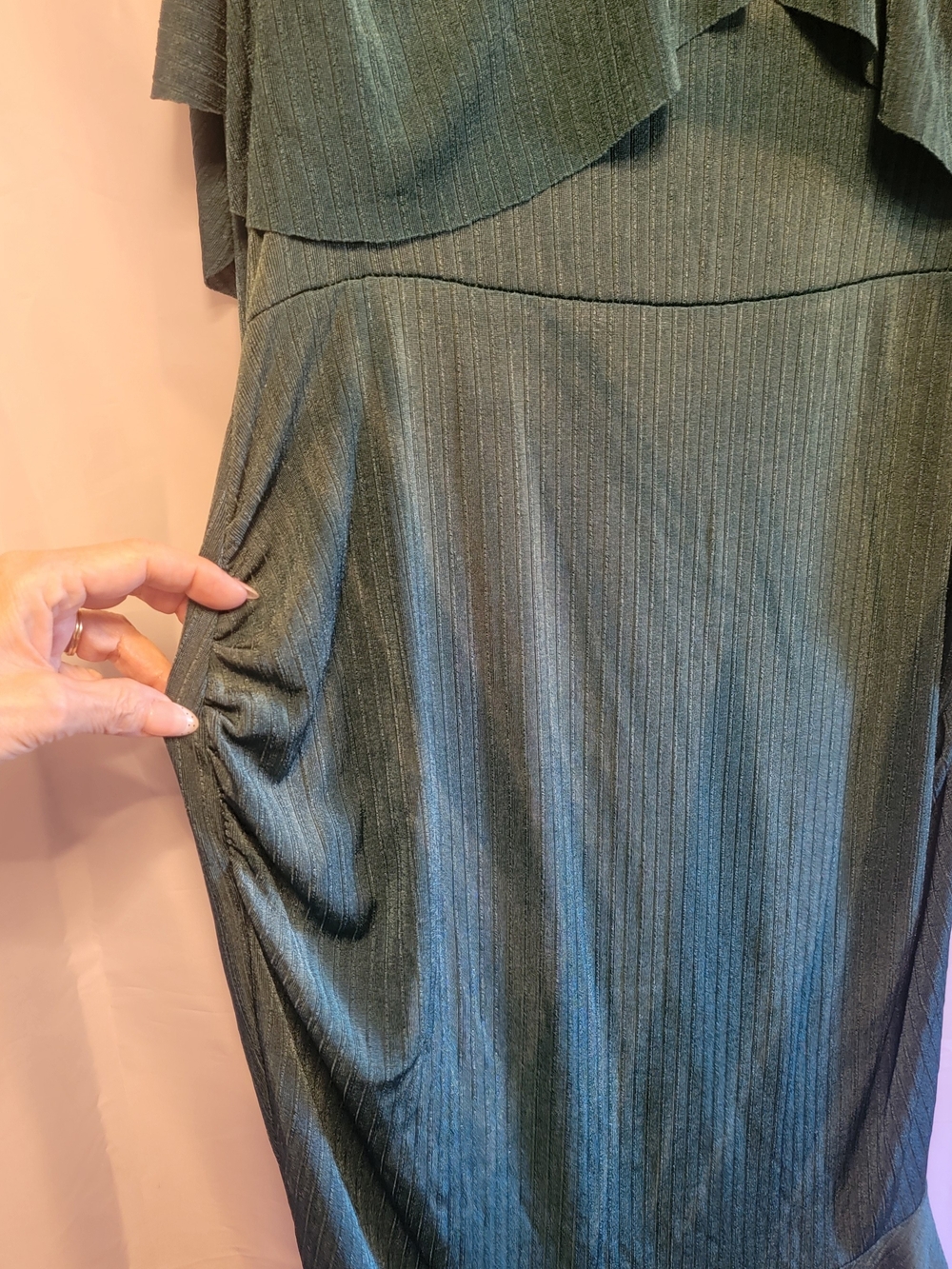 ASOS Green Halter Cold-Shoulder Ruffle Midi Dress - Picture 6 of 6